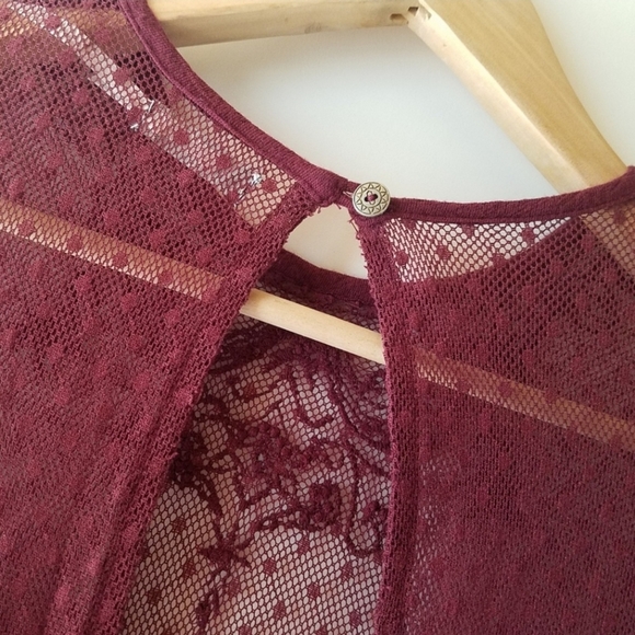 Anthropologie KIMCHE BLUE Trapeze swing out Burgundy dress size SMALL - Picture 6 of 10